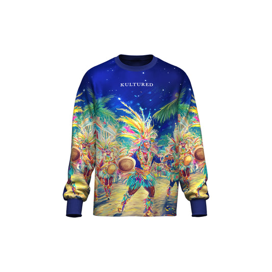 "JUNKANOO FEVER" LONG SLEEVE TEE - NAVY