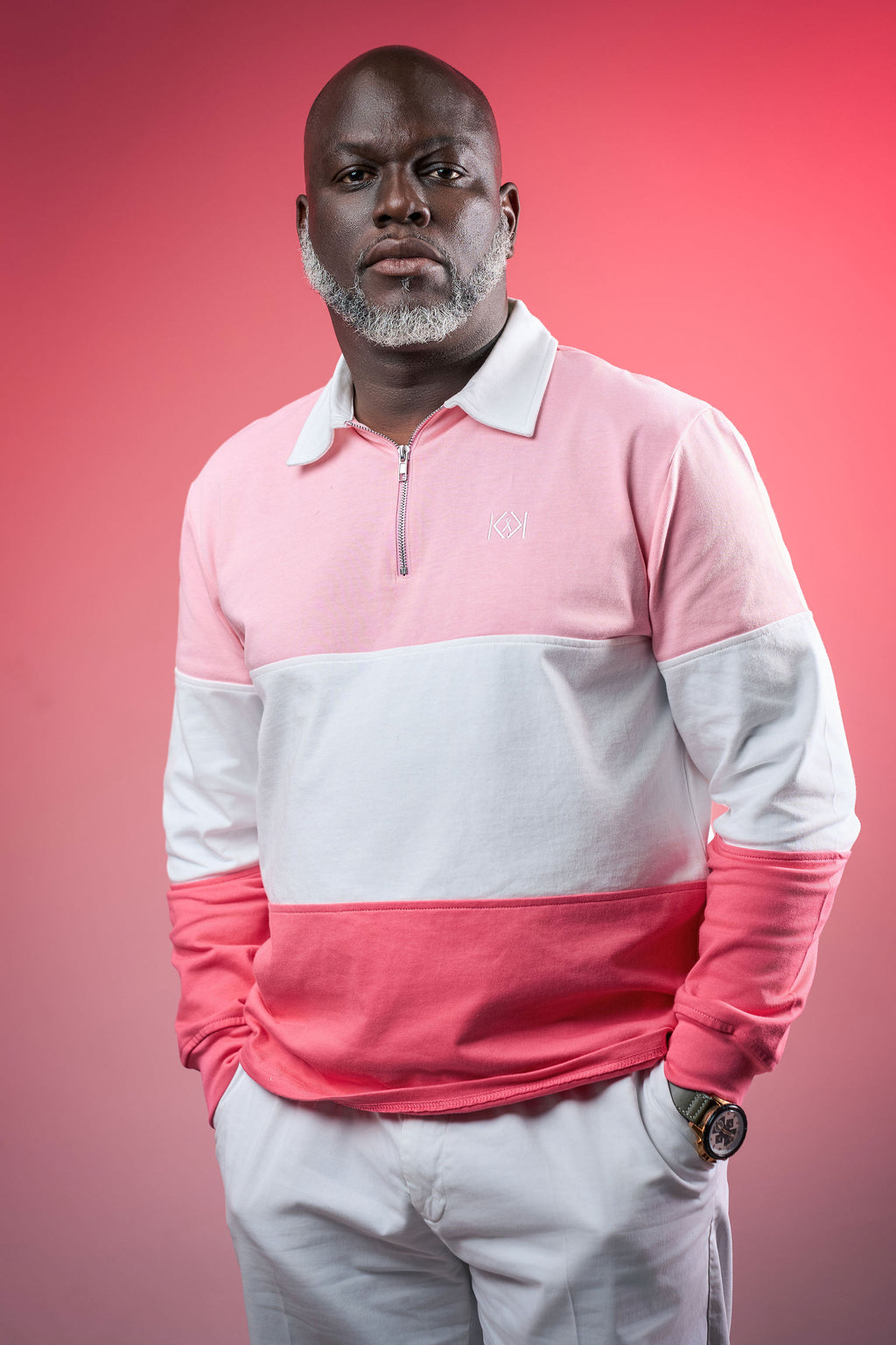 "PINK SAND" ZIP POLO
