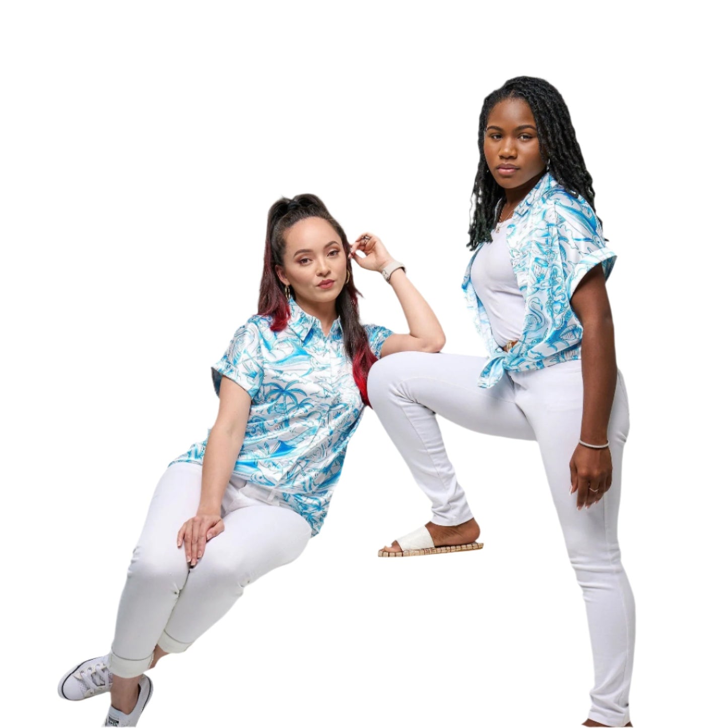 'BAHAMIAN KULTURE" BLOUSE - AQUA