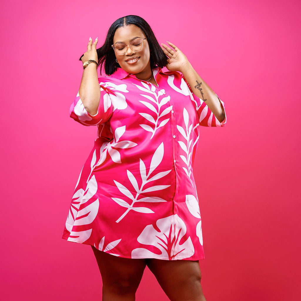 HIBISCUS BLOOM SHIRT DRESS