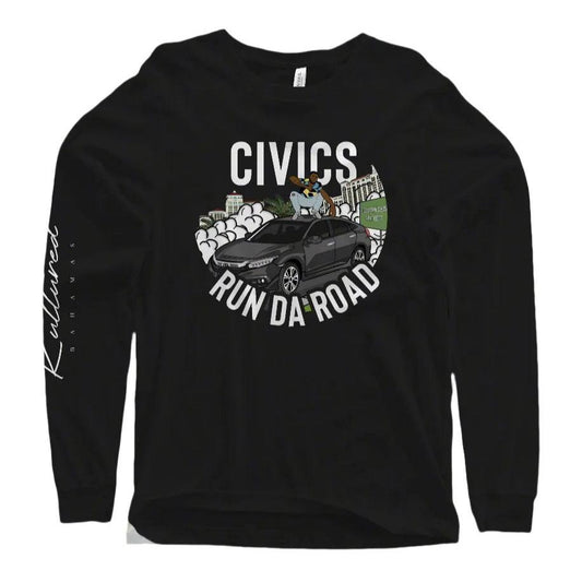 "CIVICS RUN DA ROAD" LONG SLEEVE TEE – BLACK